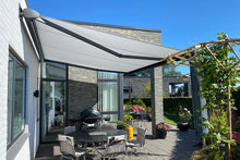 Indlæs billede til gallerivisning SOMMERTILBUD/ FrirumMarkise 500x300 cm - Antrasit markise (SL94) med lysgrå rips dug(U409)