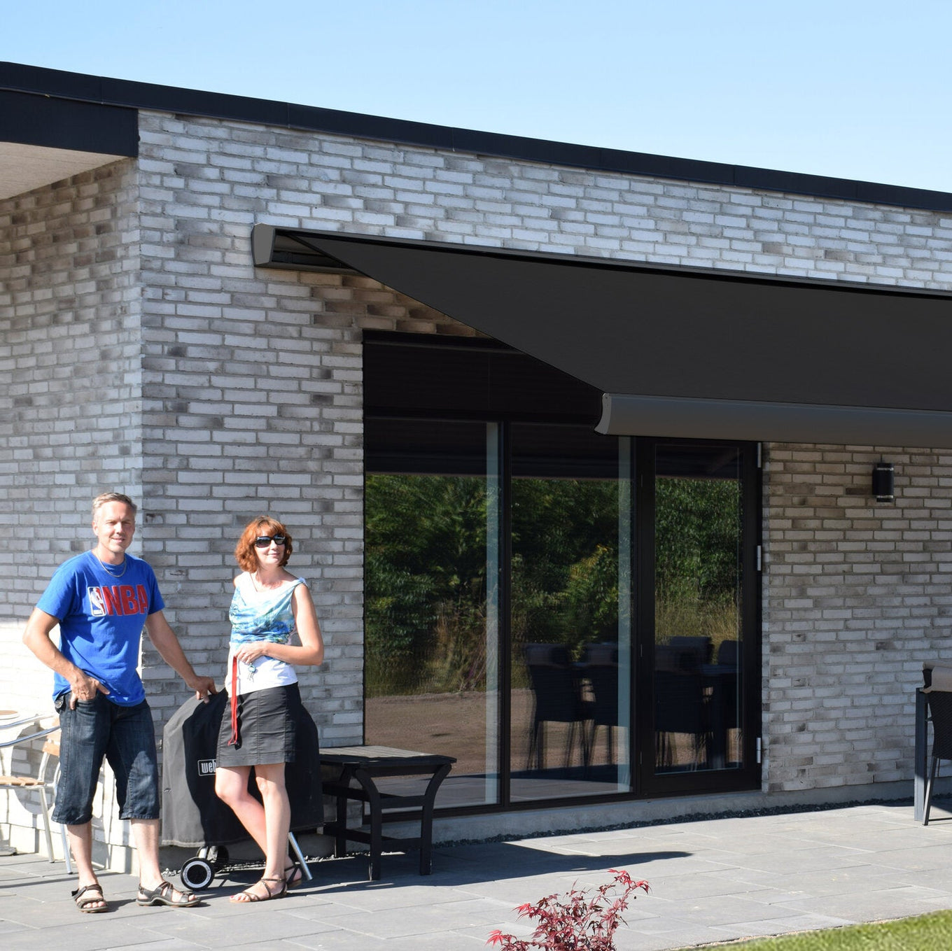 OUTLET TILBUD / AluxMarkise 493x300 cm - Antrasit markise med Sortgrå rips dug(7330)